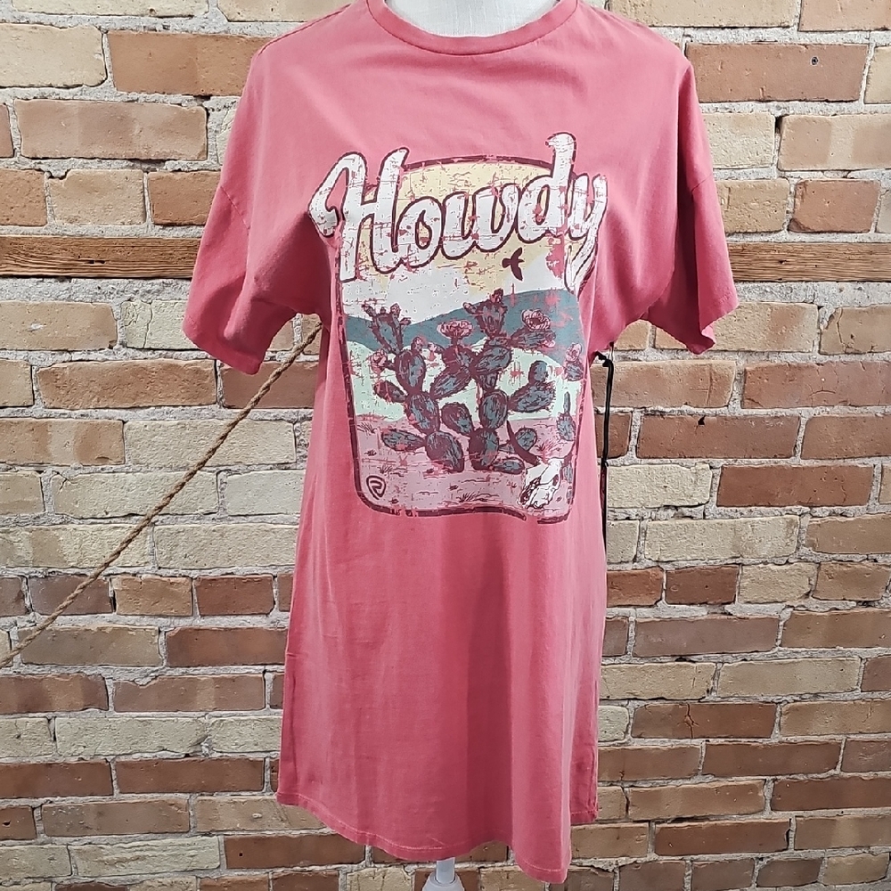 Howdy Graphic T-Shirt Dress in Pink